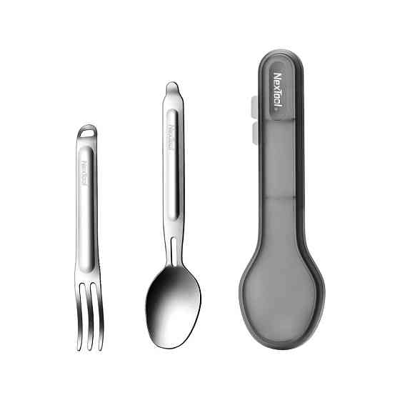 Туристичний набір ложка-виделка NexTool Portable Stainless Steel Tableware, нержавіюча сталь Ровно