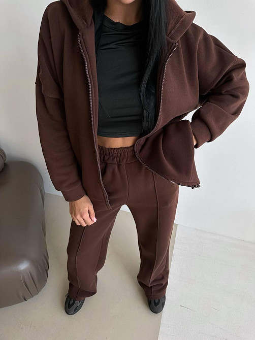 Женский теплый прогулочный костюм двойка: брюки + зип-худи трехнитка на флисе Одесса - изображение 10