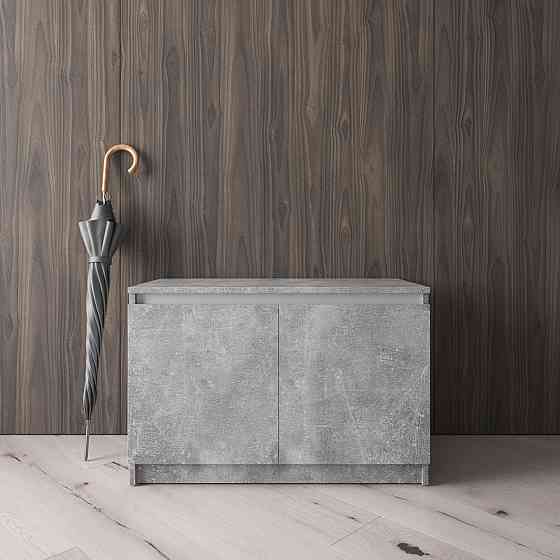 Тумба для взуття VAYS R-20 Бетон-Білі планки, без ручок, ЛДСП, 80×40×53 см - для передпокою, коридору Львів