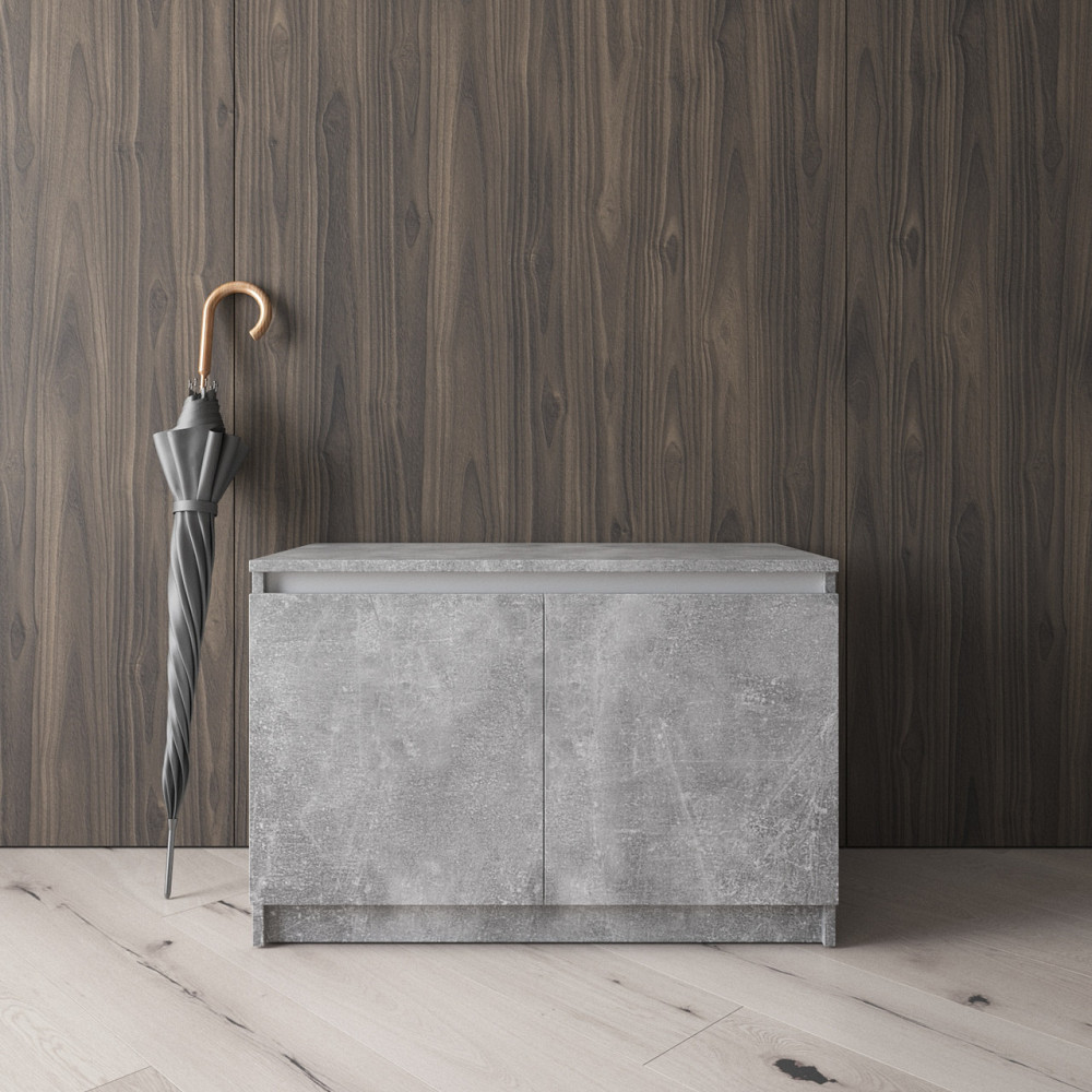 Тумба для взуття VAYS R-20 Бетон-Білі планки, без ручок, ЛДСП, 80×40×53 см - для передпокою, коридору Львів - фото 1