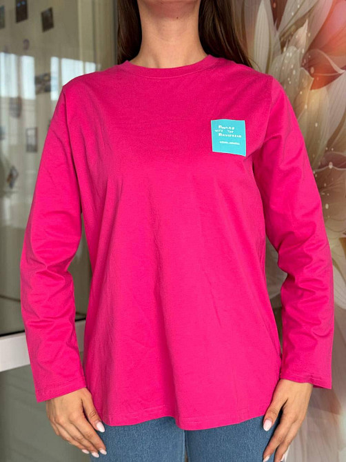 Жіночий стильний зручний лонгслів кулір-турецький бавовна Малиновий Одеса - фото 1