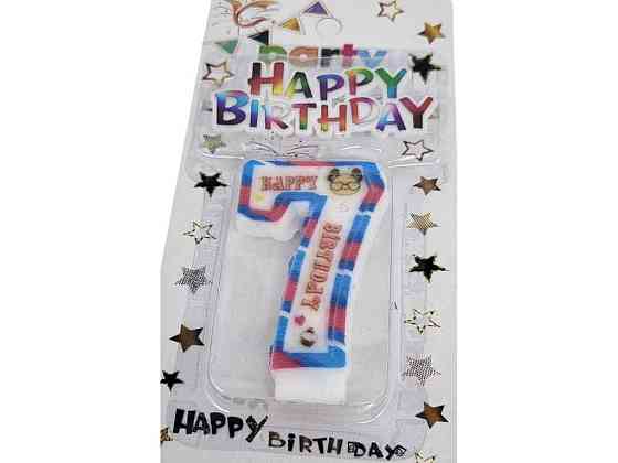 Свеча-цифра 7 Happy Birthday с топером арт.076 ТМ PRC Киев