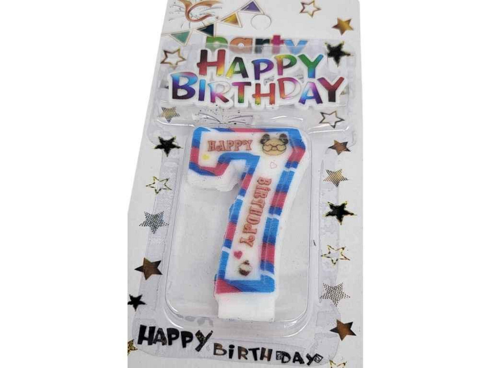 Свеча-цифра 7 Happy Birthday с топером арт.076 ТМ PRC Киев - изображение 1