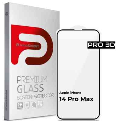 Стекло защитное Armorstandart Pro 3D Apple iPhone 14 Pro Max Black (ARM66356) Винница