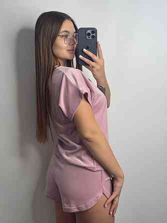 Пижама женская футболка + шорты из плюшевого велюра Пудровый S Харьков