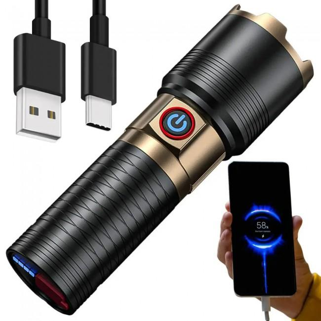 Акумуляторний Ліхтарик ручний TG CB X53 LASER LED з лазерним покажчиком (9970) Одеса - фото 5