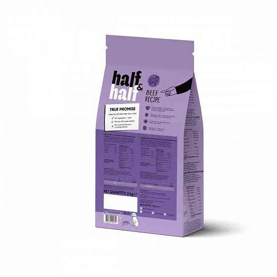 Сухой корм Half&Half для взрослых собак средних пород, с говядиной, 2 кг Винница