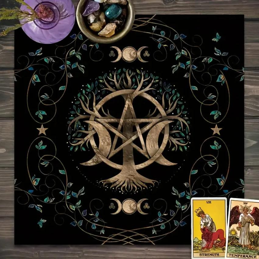 Алтарная скатерть для карт Таро и Рун. Скатерть для гадания 49*49 см. Мистическое дерево жизни Киев - изображение 3