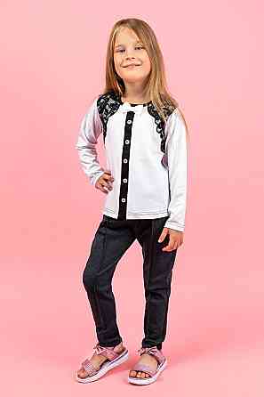 Блуза для девочек белая школьная с длинным рукавом, школьные блузки для девочек Киев