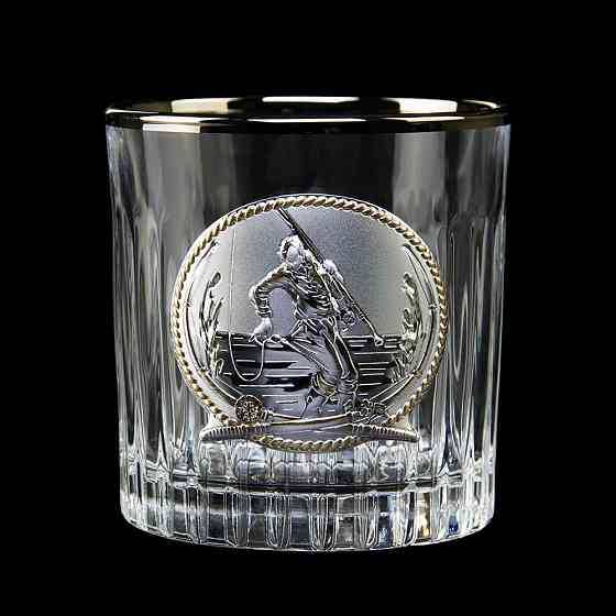 Набір для віскі “FISHERMAN” 6 келихів 360 мл, кришталь з платиною, зображення зі срібла з позолотою Рівне