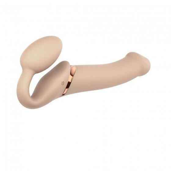 Безремінний страпон з вібрацією Strap-On-Me Vibrating Flesh L, діаметр 3,7 см, пульт ДК, регульовани Sex Aura Київ