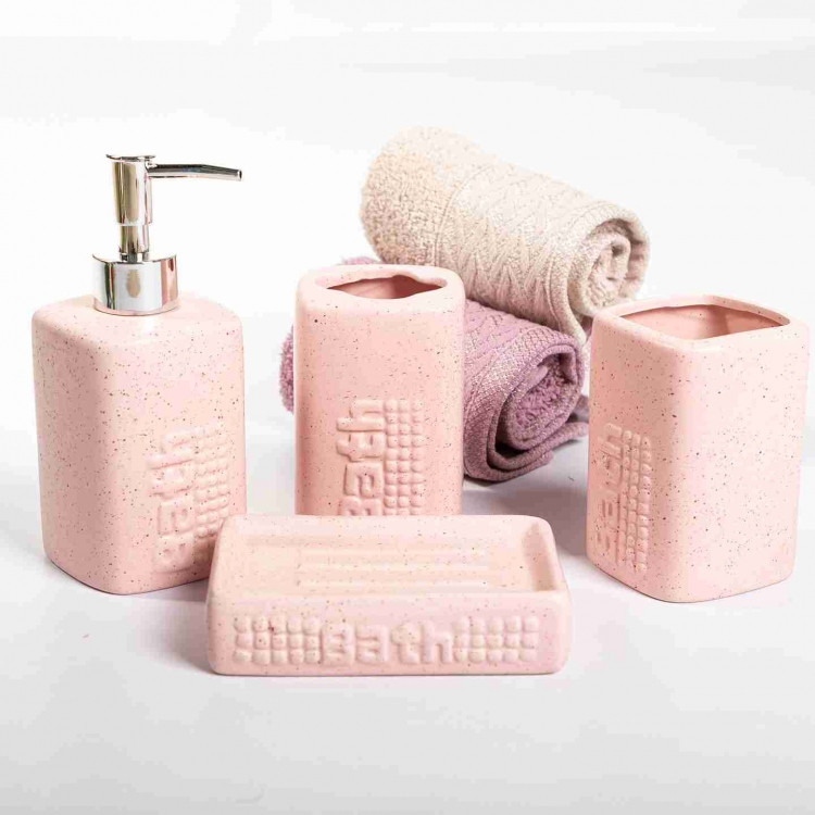 Комплект аксесуарів у ванну кімнату Bath 4 предмета Пудра Вінниця - фото 1