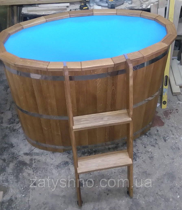 Овальна дубова купіль з поліпропеленовою вставкою 140*90*110 Київ - фото 4
