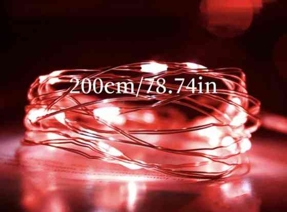 Гірлянда Роса 2 м 20 led на батарейках (Червоний) Сміла