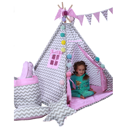 Вигвам Хатка комплект Мечта Розовый с серым - Большой 150*150 см Киев - изображение 2