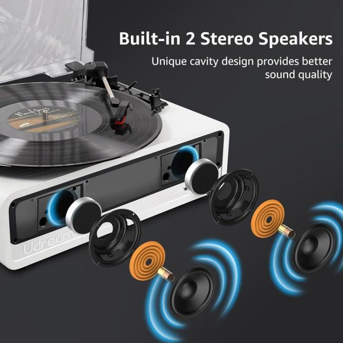 Виниловый ретро-проигрыватель Udreamer UD002 с функцией Bluetooth USB и динамиками Днепр - изображение 4