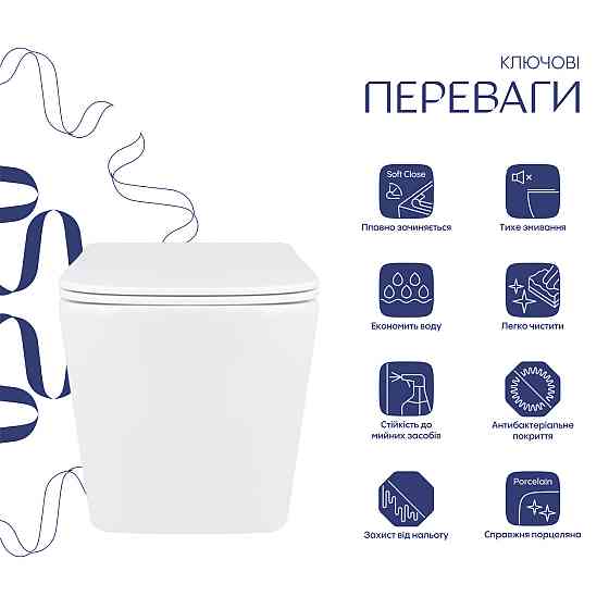 Унитаз подвесной Qtap Tern Ultra Quiet с сиденьем с сиденьем Soft-Close WHITE QT17332303AW Киев