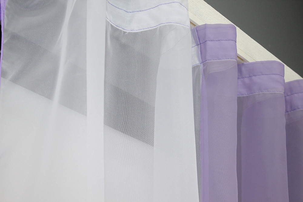 Кухонні штори VR-Textil № 017к комбіновані з підв'язками бузковий з білим 265х170 см (50-017) Київ - фото 4