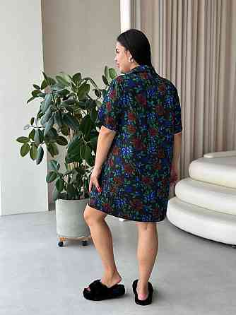 Жіноча шовкова нічна сорочка великих розмірів Ночнушка PLUS SIZE Одяг для дому Сукня для сну з візерунками Одеса