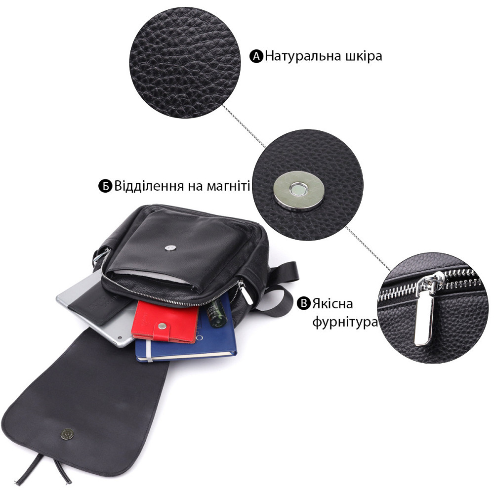 Класичний жіночий рюкзак з натуральної шкіри Vintage 23061 Чорний Київ - фото 4