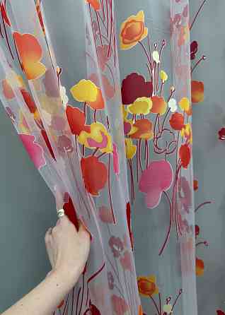 Тюль органза з великим квітковим принтом колір різнокольоровий 759т Київ