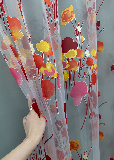 Тюль органза з великим квітковим принтом колір різнокольоровий 759т Київ - фото 3