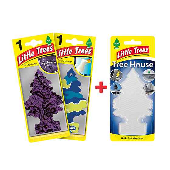 LITTLE TREES Автоледі 78028set — набір ароматизаторів для авто Піна Колада + Нічний Шик + тримач TREE HOUSE Ковель