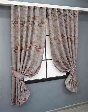 Комплект коротких штор VR-Textil Жаккард Мрамор Al3 № 1600ш Бежевый с терракотовым 145х170 см 2 шт (35-0240) Киев