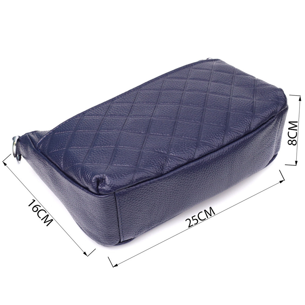 Женская сумка из натуральной кожи с двумя ремешками Vintage 22928 Синий Киев - изображение 3