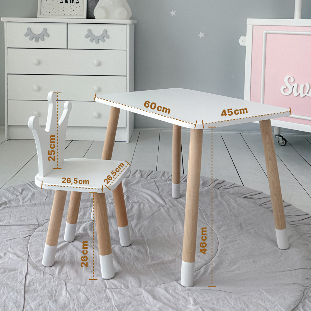 Стіл і стілець для хлопчика, білий Київ - фото 1