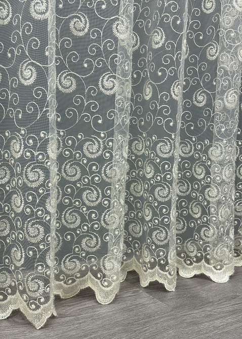 Тюль VR-Textil 1685т Фатин с вышивкой Молочный 300х270 см (42-0728) Киев - изображение 8