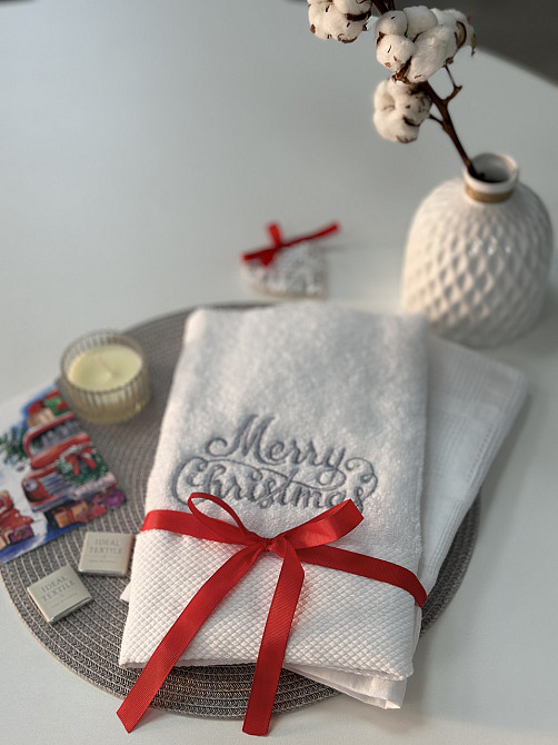 Подарунковий набір рушників Ideal Textile з вишивкою Merry Christmas 50х90 см 2 шт (56860962) Чернівці - фото 3