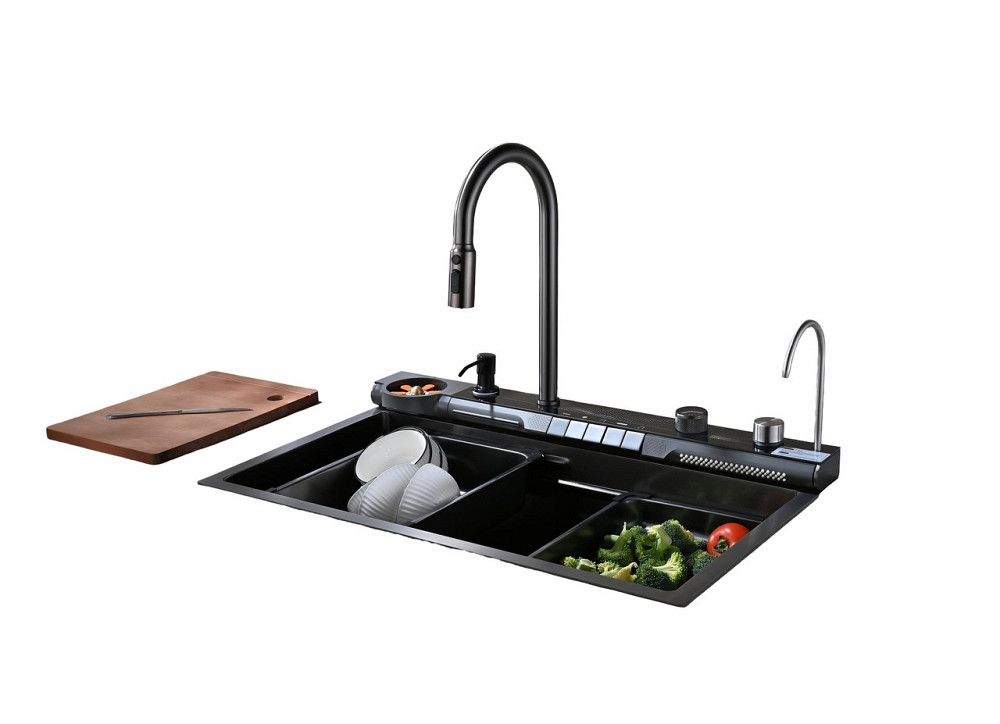 Кухонна раковина водоспад Willda, кухонна мийка водоспад темно-сіра 75х46х22 (858876221) Київ - фото 1