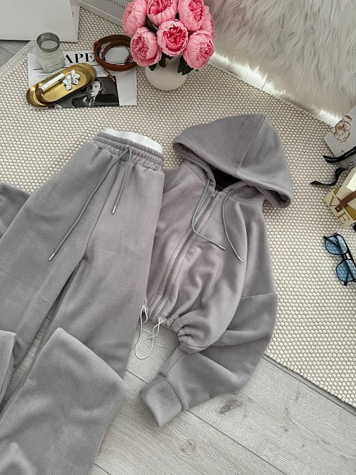 Жіночий повсякденний теплий костюм двосторонній Фліс Сірий, 42/44 Одеса - фото 4