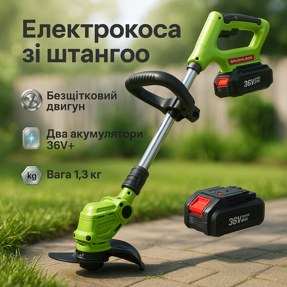 Електричний тример для косо Krafftec AZ-144 2 АКБ, Безпечна електрокоса, Тример для бур'яну IZ-69 Львів - фото 9