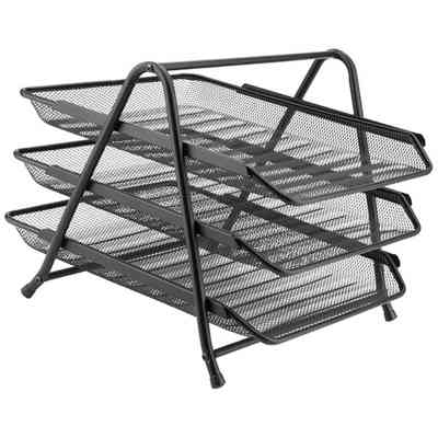 Лоток для паперів Axent горизонтальний 3-в-1, металева сітка 350х295х263 мм Чорний (2122-01-A) Вінниця