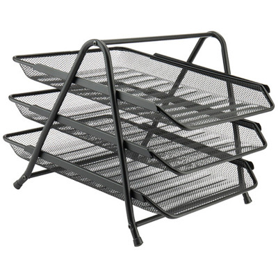 Лоток для паперів Axent горизонтальний 3-в-1, металева сітка 350х295х263 мм Чорний (2122-01-A) Вінниця - фото 1