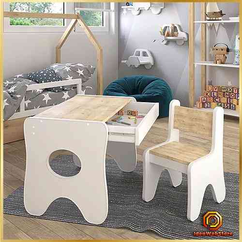 Деревянный столик и стульчик для ребенка уютный набор для дома и детсада, детский игральный стол и стул Киев