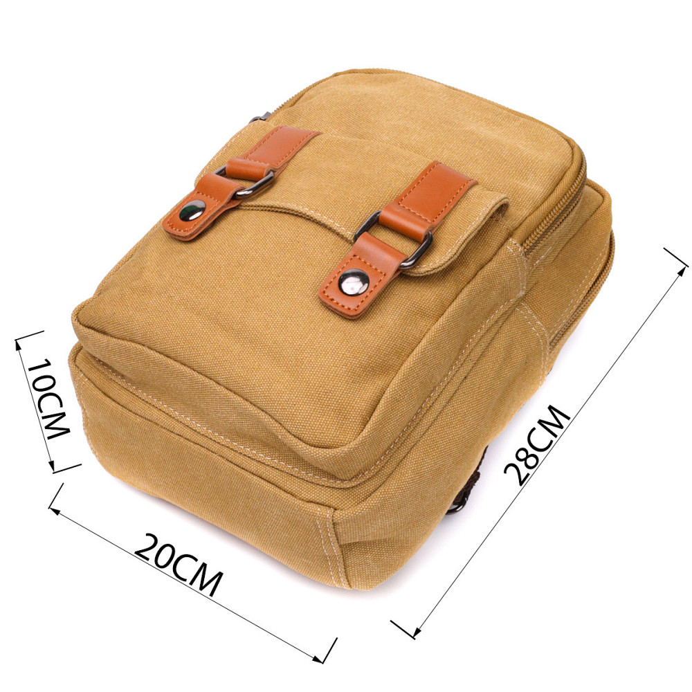 Удобная сумка-рюкзак в стиле милитари с двумя отделениями из плотного текстиля Vintage 22166 Песочный Киев - изображение 3