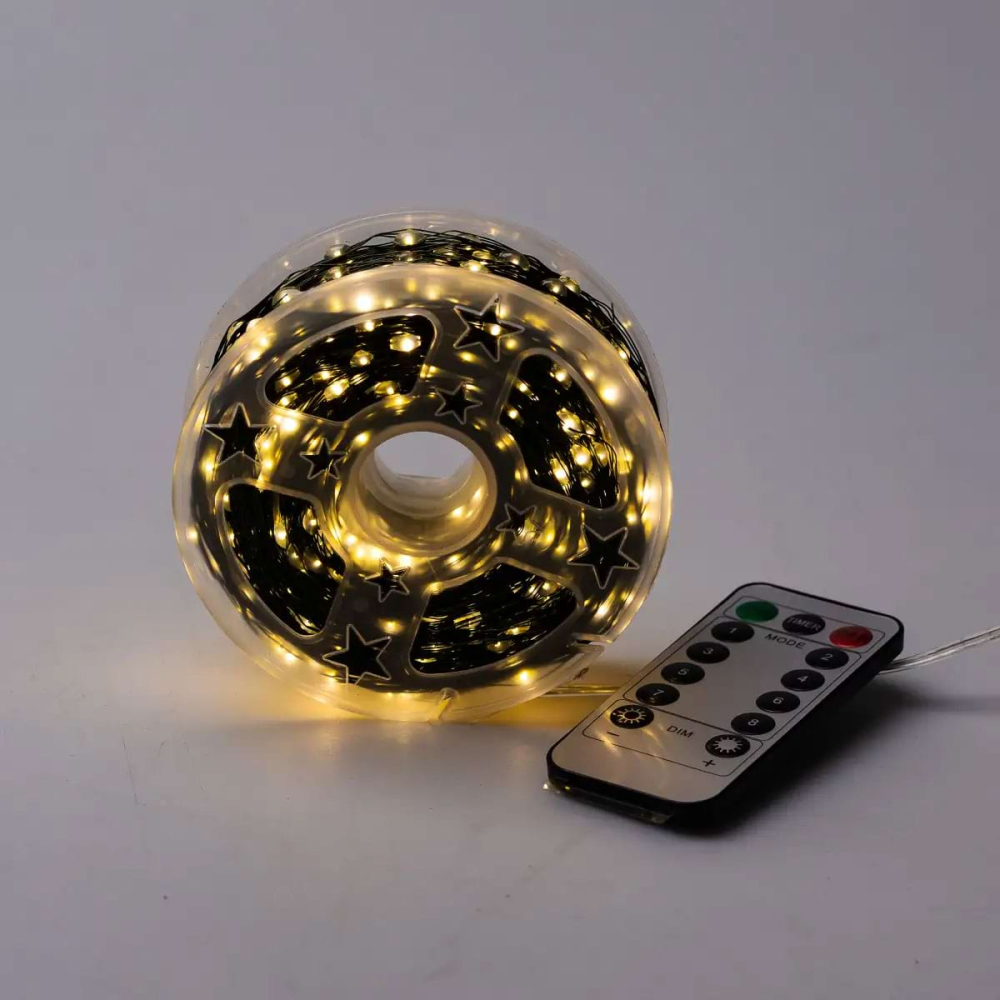 Гірлянда новорічна 100 м, 1000 LED, жовте світло, з пультом Київ - фото 5