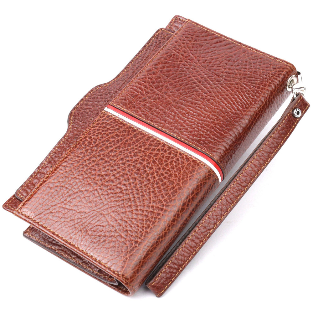 Оригинальный клатч из натуральной кожи KARYA 21180 Коричневый Киев - изображение 2