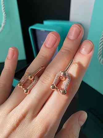 Тиффани серьги Hardwear / Tiffany серьги с цирконием напыление розовое золото / упакованы в мешочек Одесса