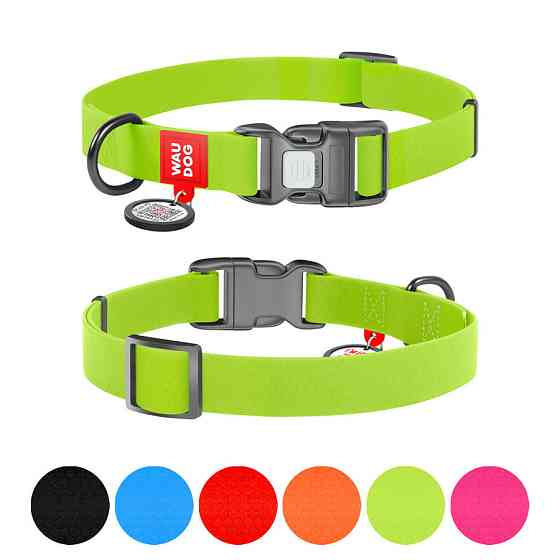 Ошейник для собак водостойкий WAUDOG Waterproof c QR паспортом, пластикова пряжка-фастекс, Ш 25 мм, Дов 34-49 см, салатовий Київ