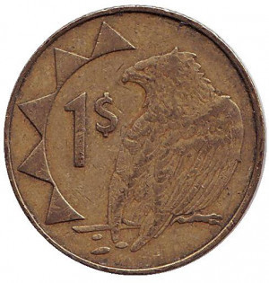 Орёл-скоморох. Монета 1 доллар. 1993 год, Намибия. (АЖ) Полтава - изображение 1