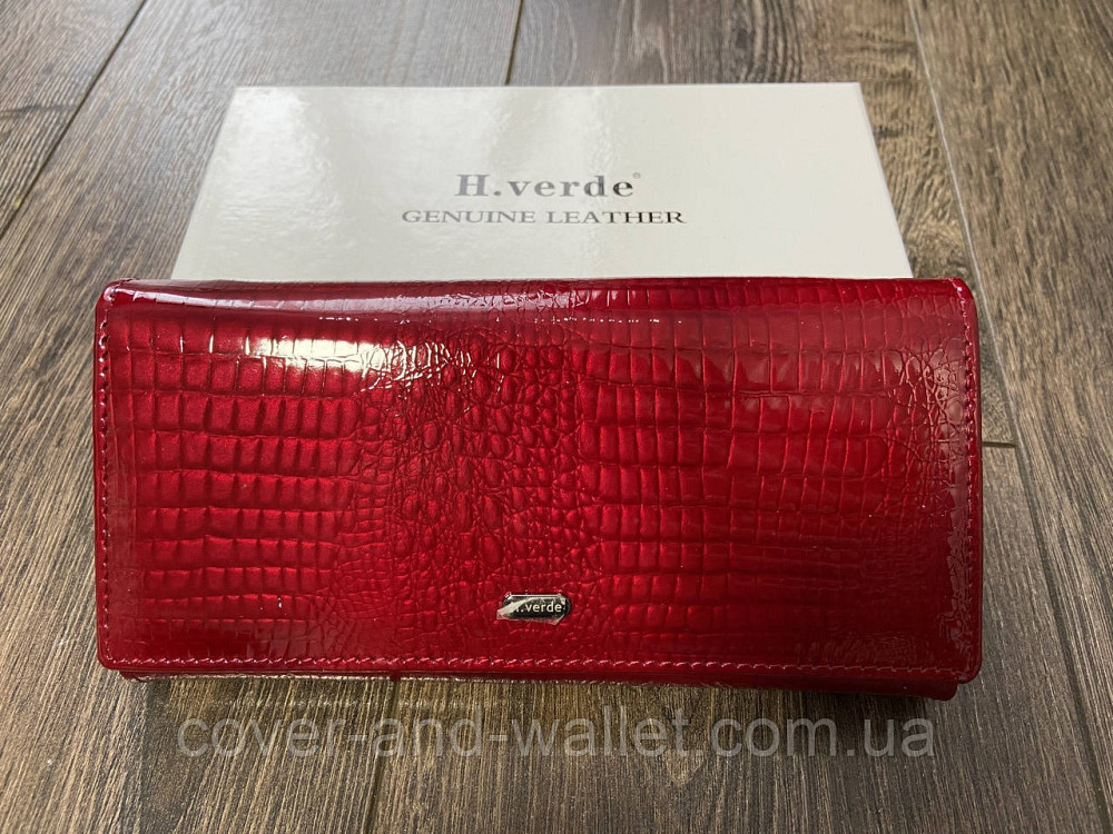 Красивий шкіряний жіночий лаковий гаманець червоного кольору Helen Verde Київ - фото 5