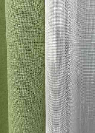Комплект штор VR-Textil 100% блэкаут ASHEN NIGHT 100х270 2шт и Тюль 300х270 1841ш-1153т оливковый с белым 71-081/1 Киев