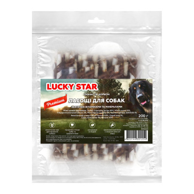 Лакомство для собак Lucky Star Утиное вяленое мясо на большой кальцинированной палочке 13 см 200 г (4820144301254) Винница - изображение 2