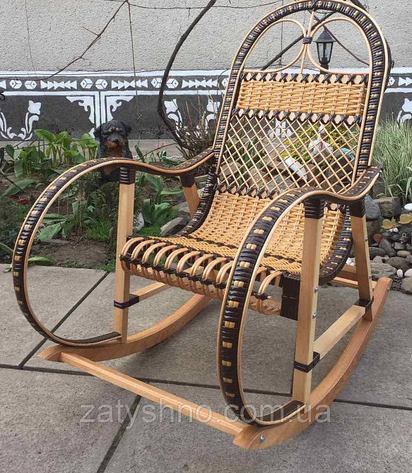 Крісло гойдалка з лози та ротанга | крісло-гойдалка плетена складана | крісло гойдалка з лози більше Київ - фото 2