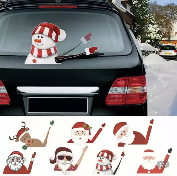 Наклейки на вікна для автомобілів новорічні "Олень" - розмір наклейки 26*20см та рука 20*3 см Київ - фото 2