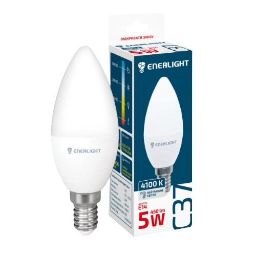 Лампа LED C37 5W E14 4100К 175-275V Enerlight Житомир